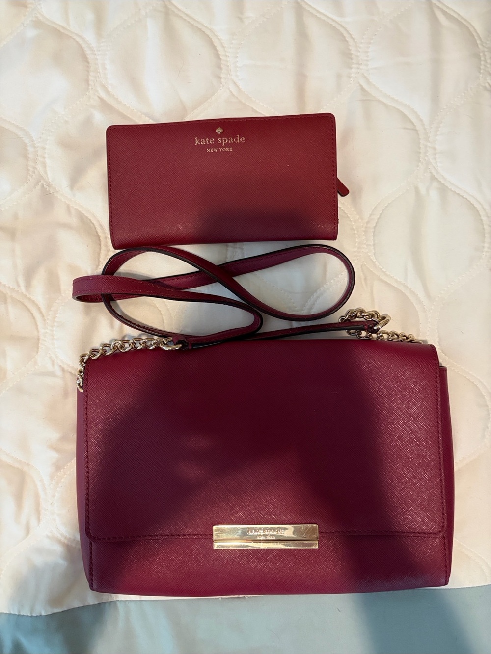 kate spade burgundy crossbody with matching wallet